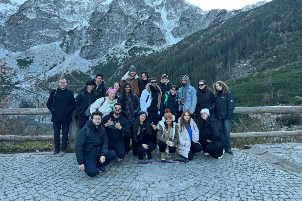 the full Study Lab group posed together at Morskie Oko, a glacial lake in the Tatra mountains