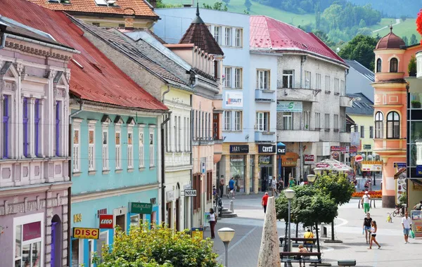 a colourful street in Ružomberok's town centre