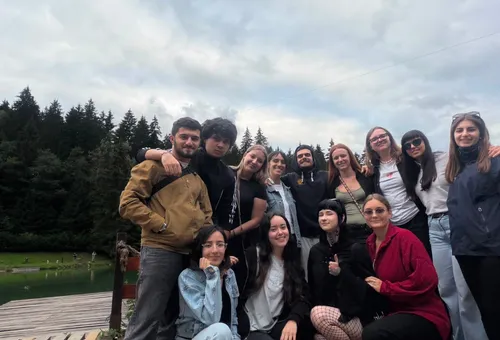 the Wild Geese delegation and fellow participants posing together by a lake during the Think Digital Erasmus+ exchange in Ružomberok, Slovakia